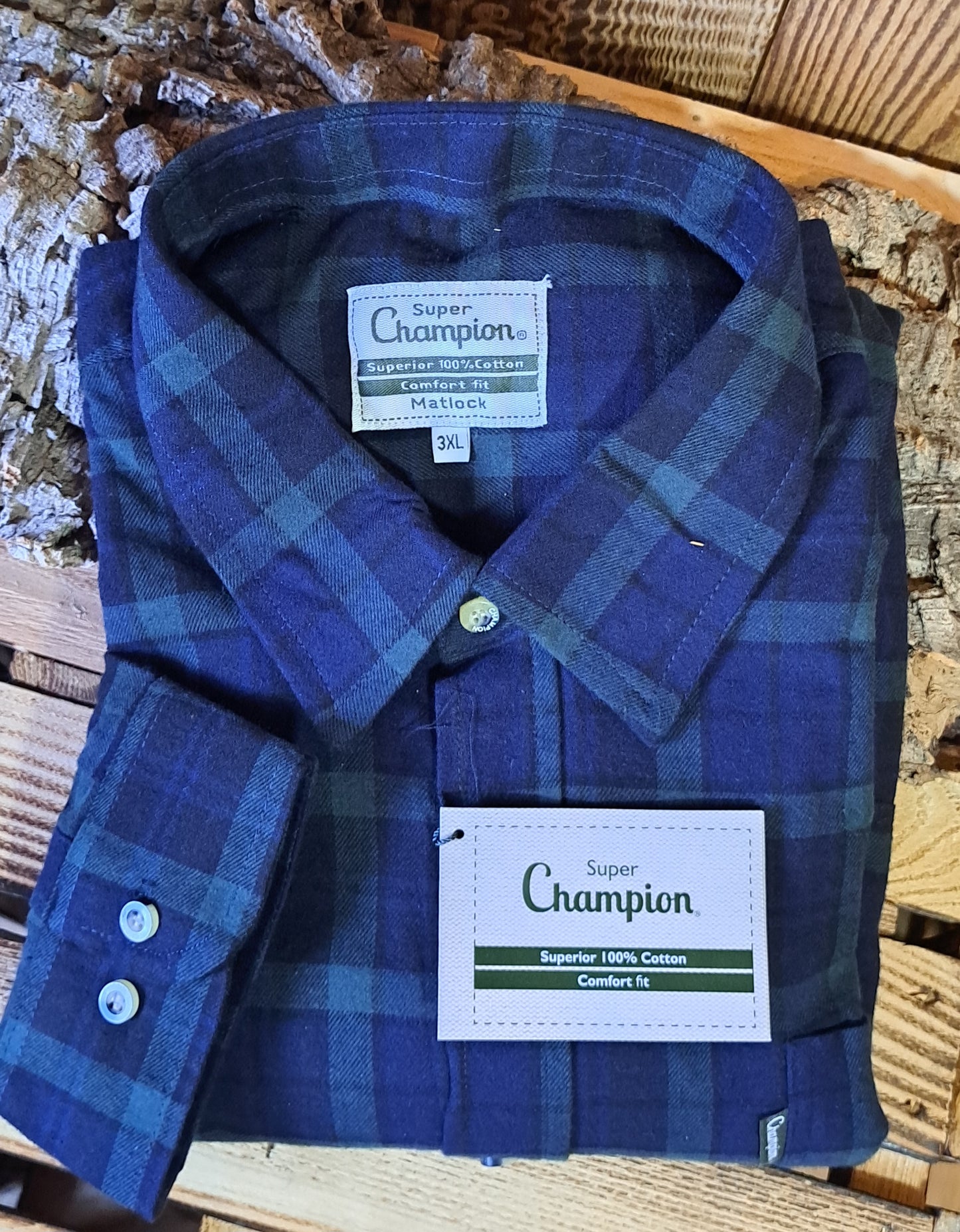 CHEMISE CHAMPION VERTE ET BLEUE