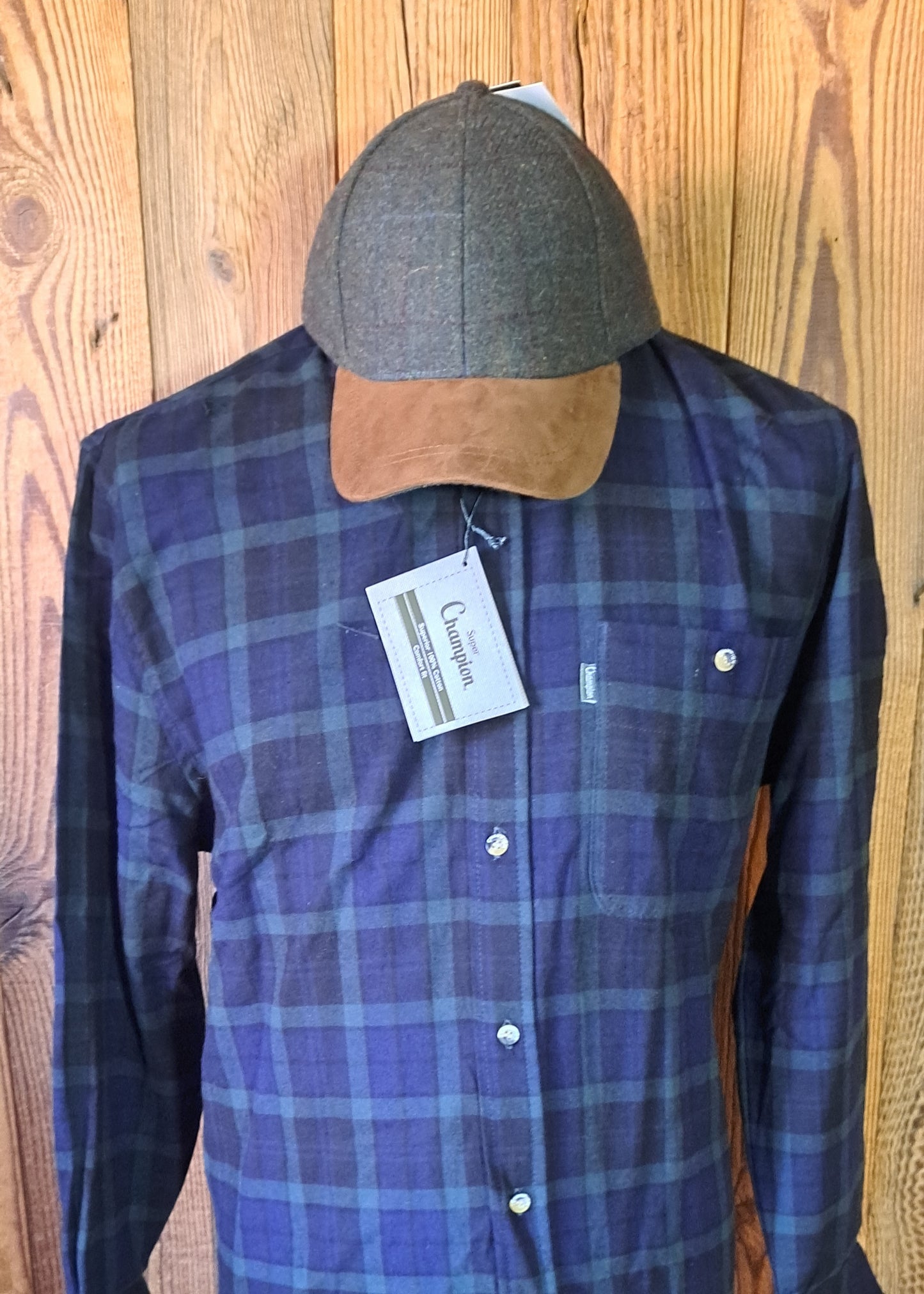CHEMISE CHAMPION VERTE ET BLEUE