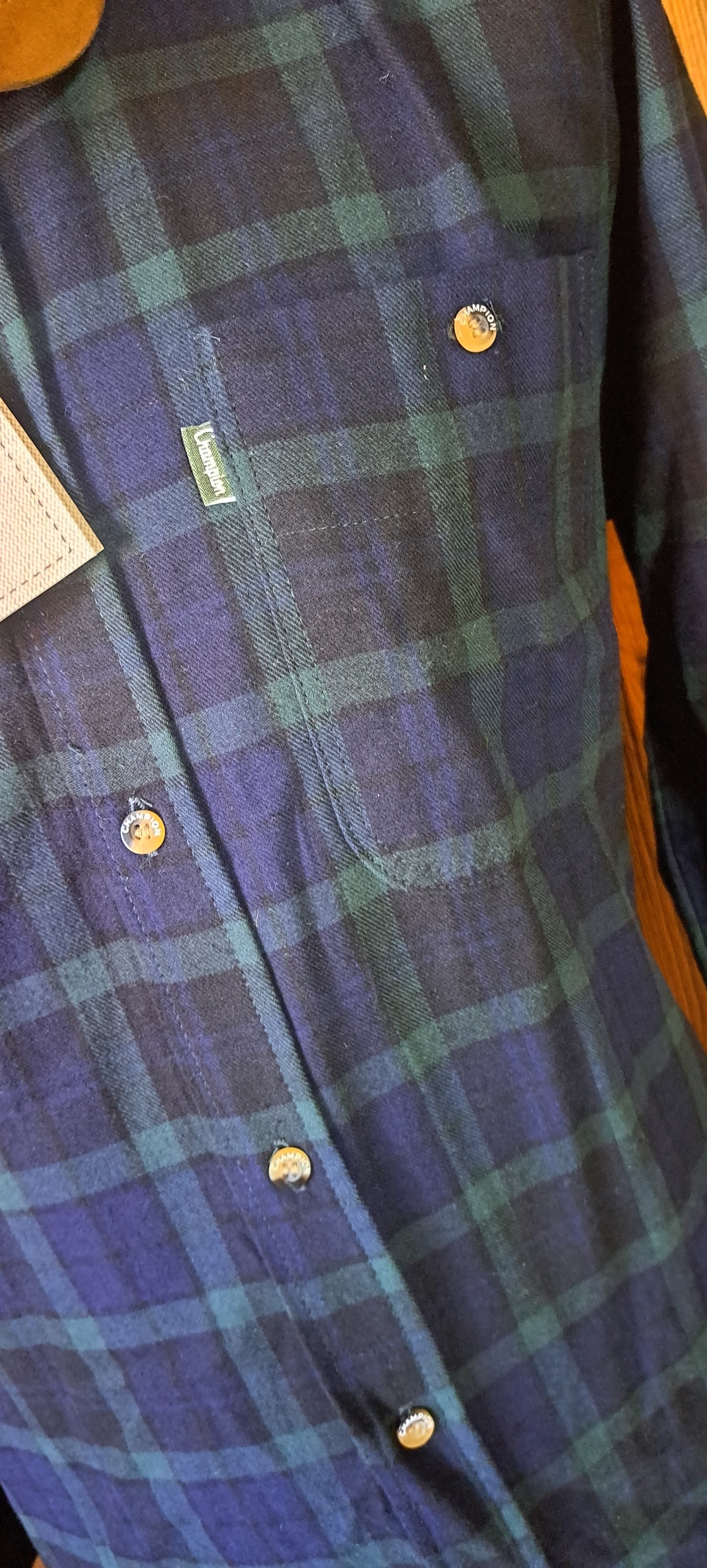 CHEMISE CHAMPION VERTE ET BLEUE