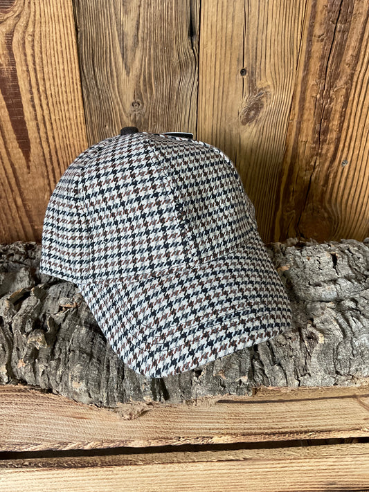 Casquette pied de poule marron