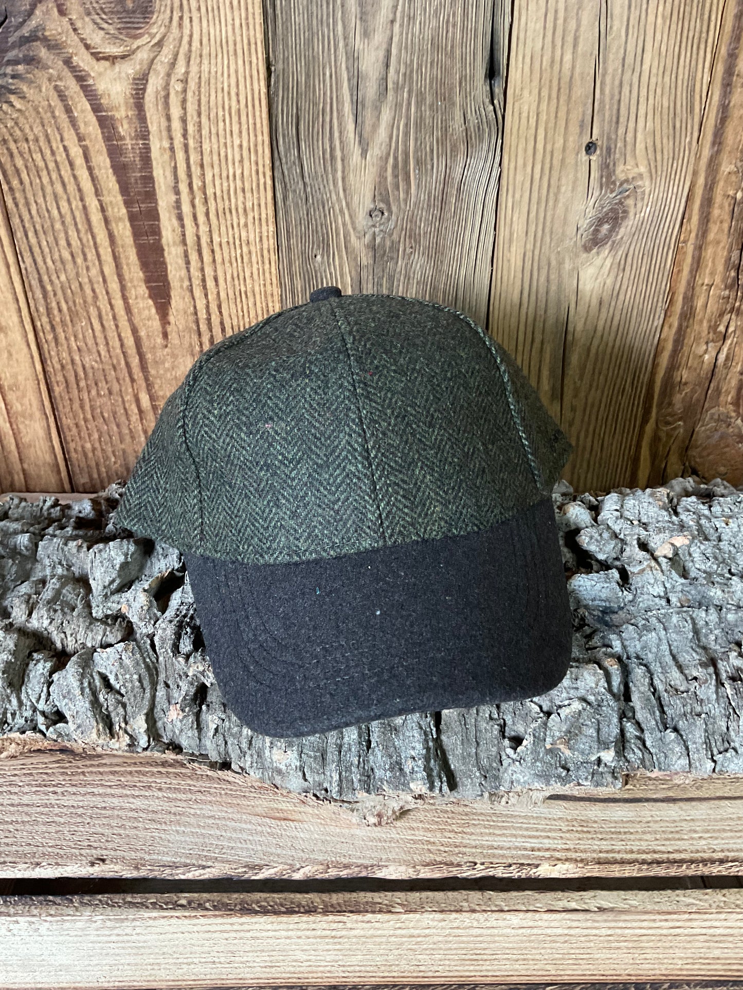 Casquette tweed verte